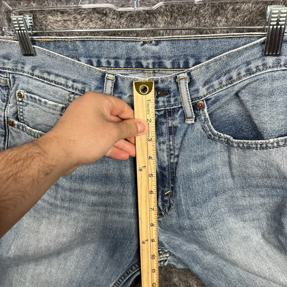 Levis 505 Jeans Mens 31x32 (31x30) Blue Classic Straight Leg Denim Distressed - Picture 3 of 10